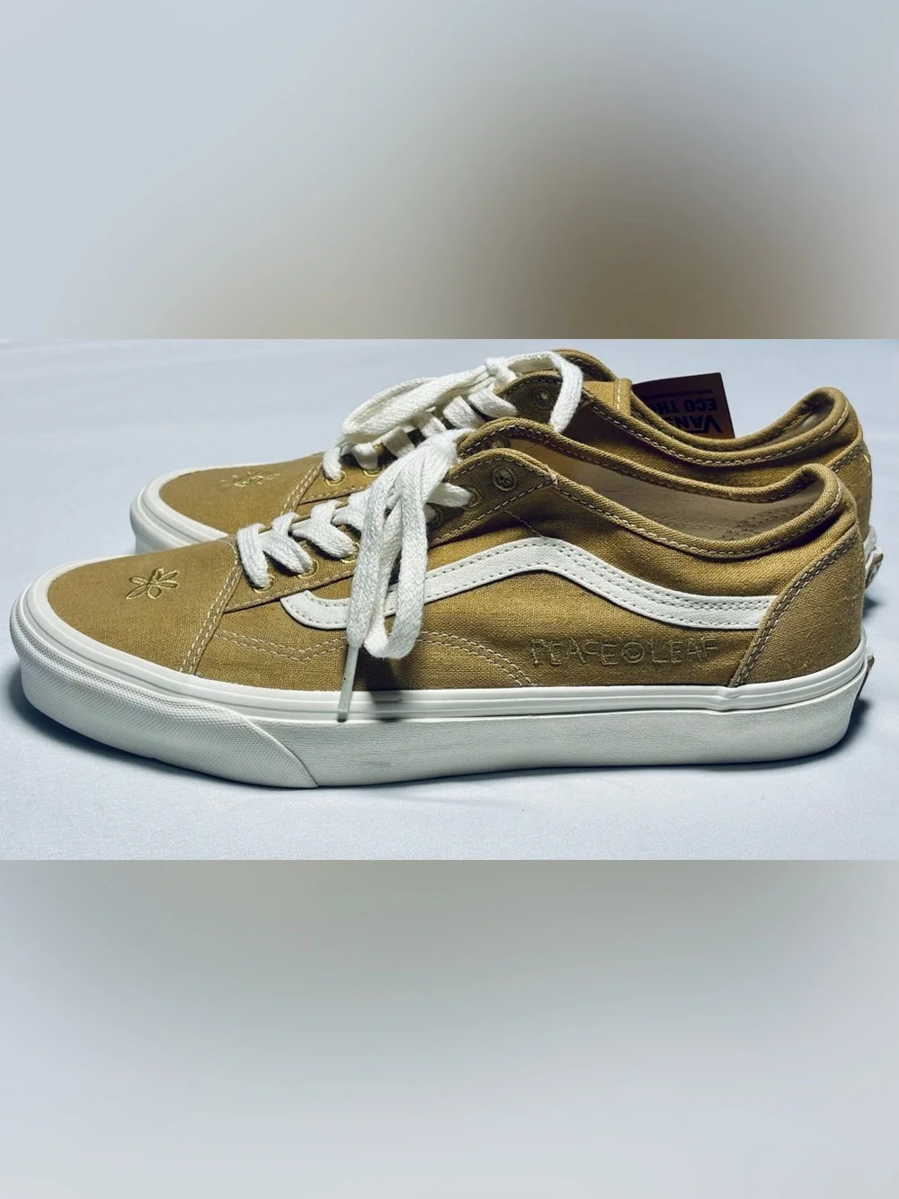 Vans Old Skool Eco Theory Peace Leaf Skate Sneakers Mens 10 NEW Mustard Gold